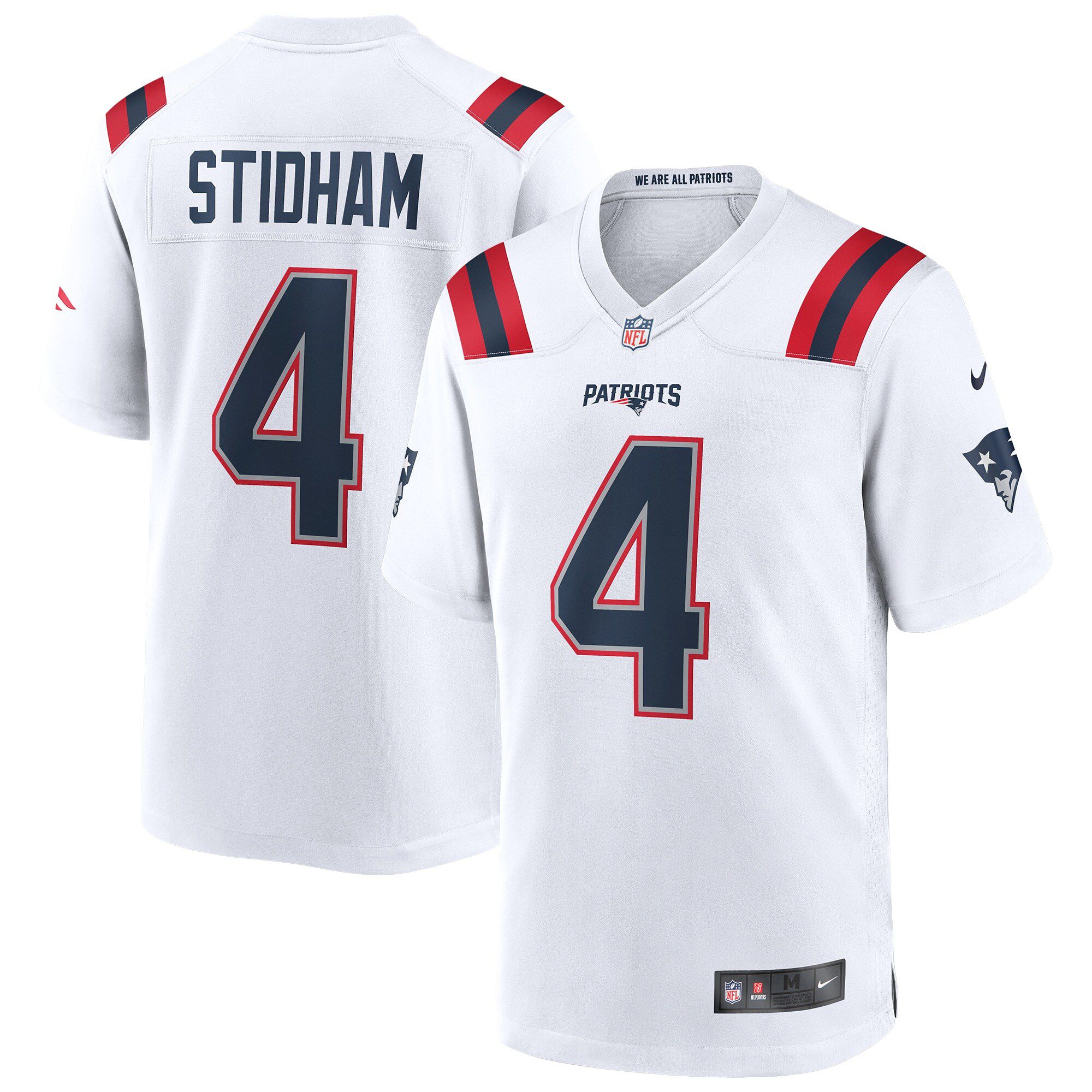 Men New England Patriots #4 Jarrett Stidham Nike White Game NFL Jersey->new england patriots->NFL Jersey